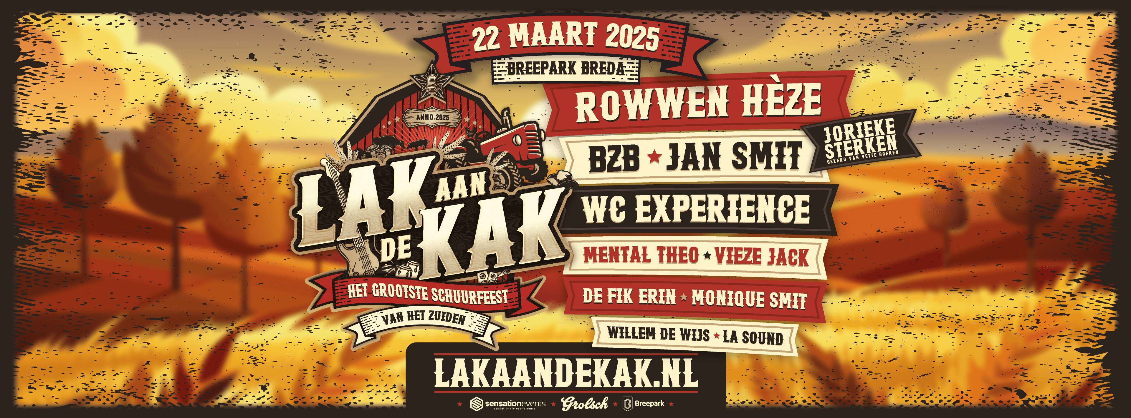 Line up van lak aan de kak bij Breepark Breda evenementenlocatie