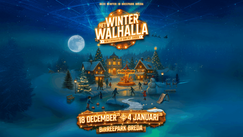 Banner van het indoorwinterevent Het Winter Walhalla bij Breepark.